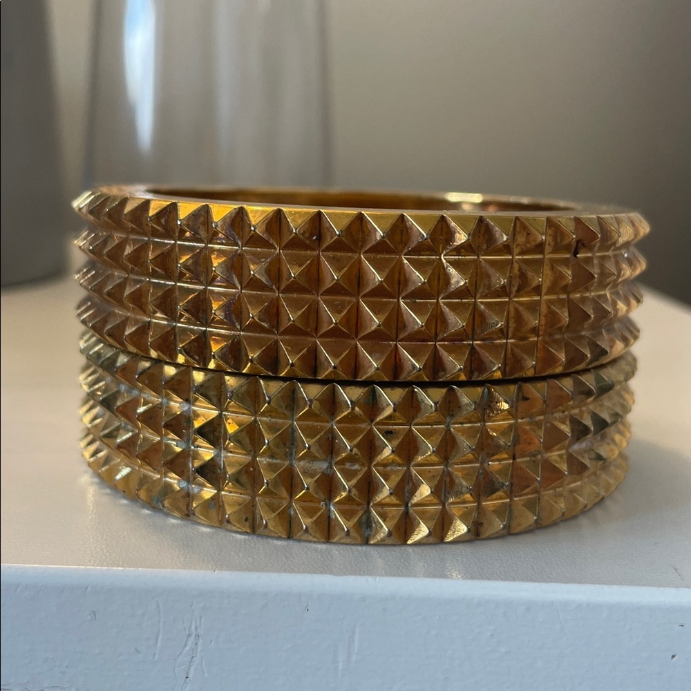 Burberry Gold-Tone Round Bangle Bracelets (2) - Picture 3 of 4